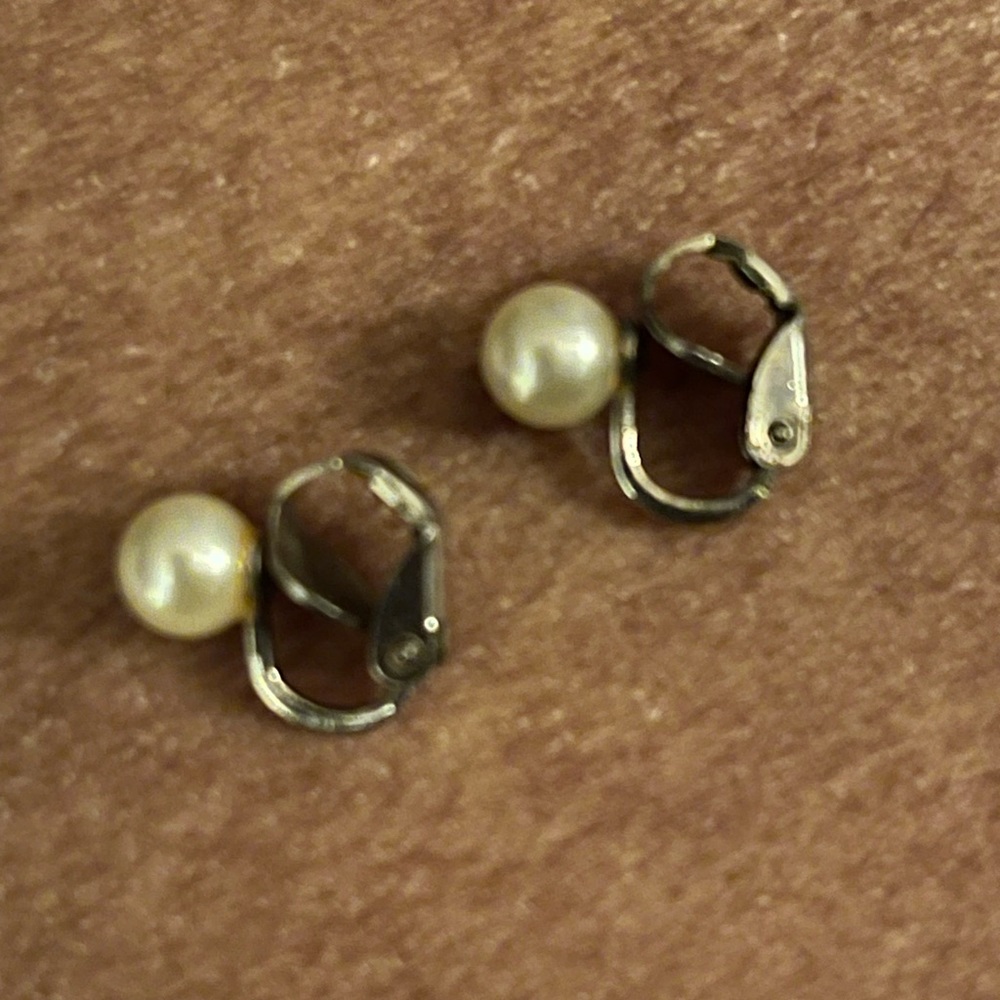 Sterling Silver clip pearl earrings